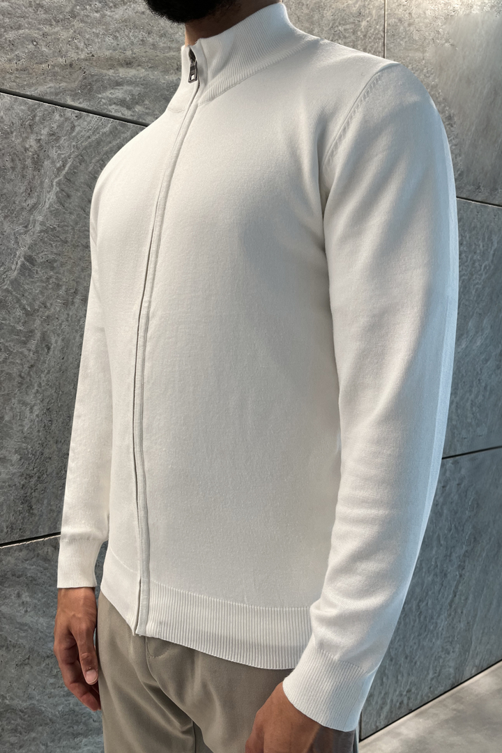 Luma Full Zip Sweater - White