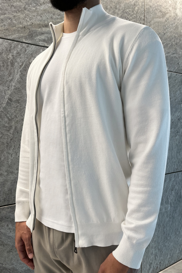 Luma Full Zip Sweater - White