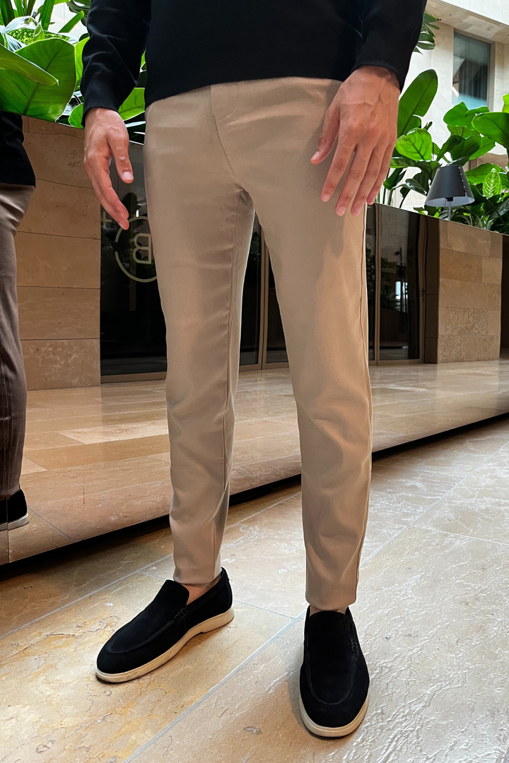 Milan Stretch Pantalon (Skinny) - Beige