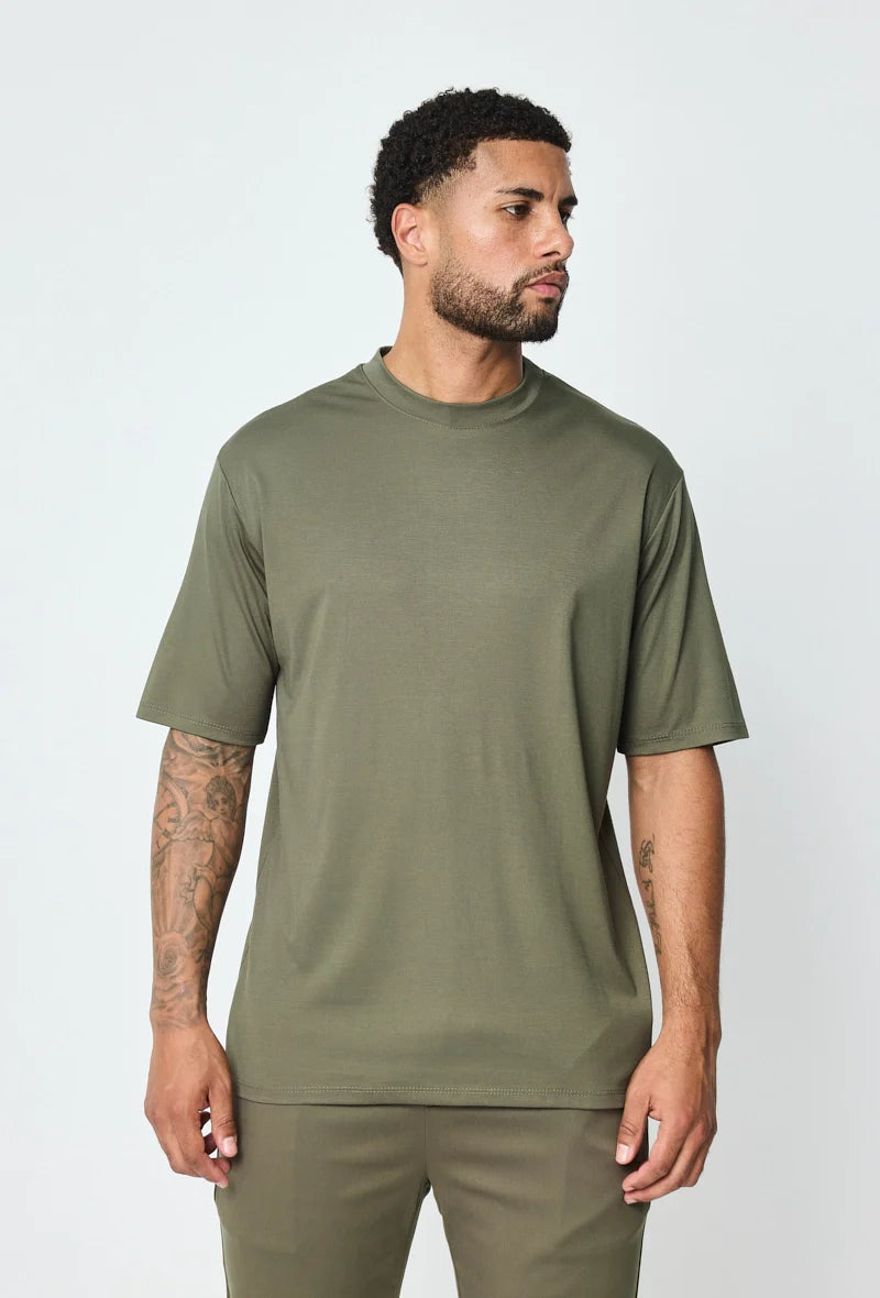 Mercerised Glans T-Shirt - Khaki