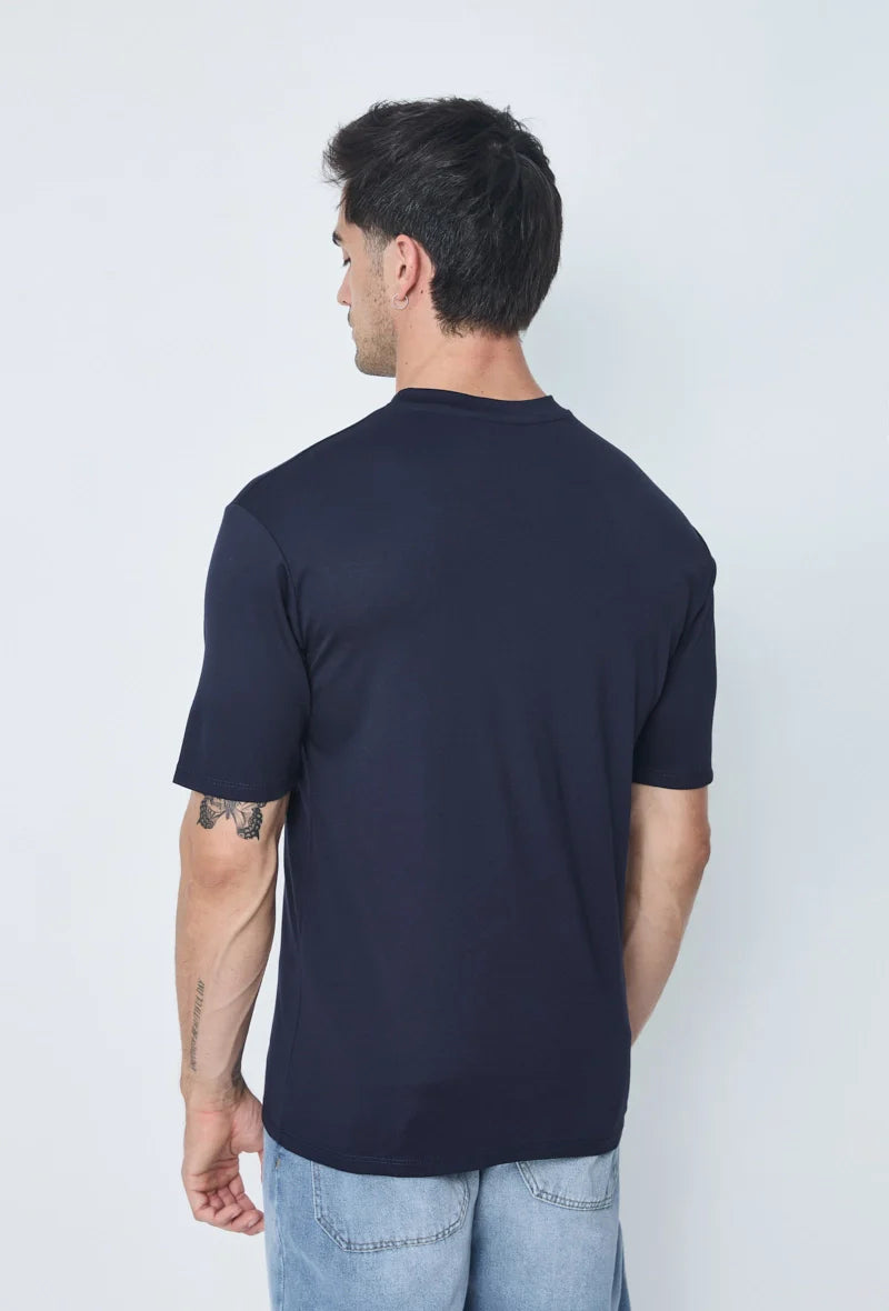 Mercerised Glans T-Shirt - Donkerblauw