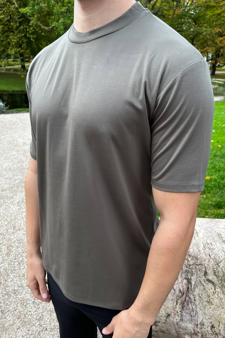 Mercerised Glans T-Shirt - Khaki