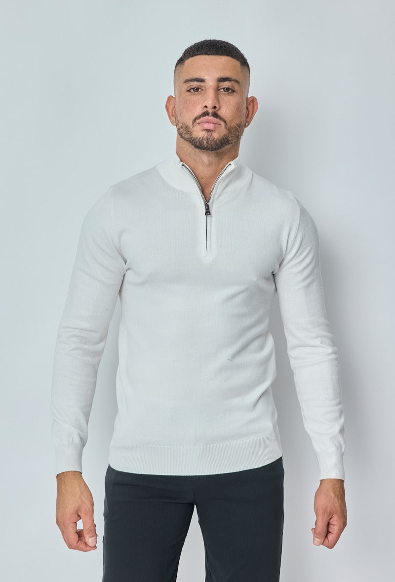 Luma Half Zip Sweater - White