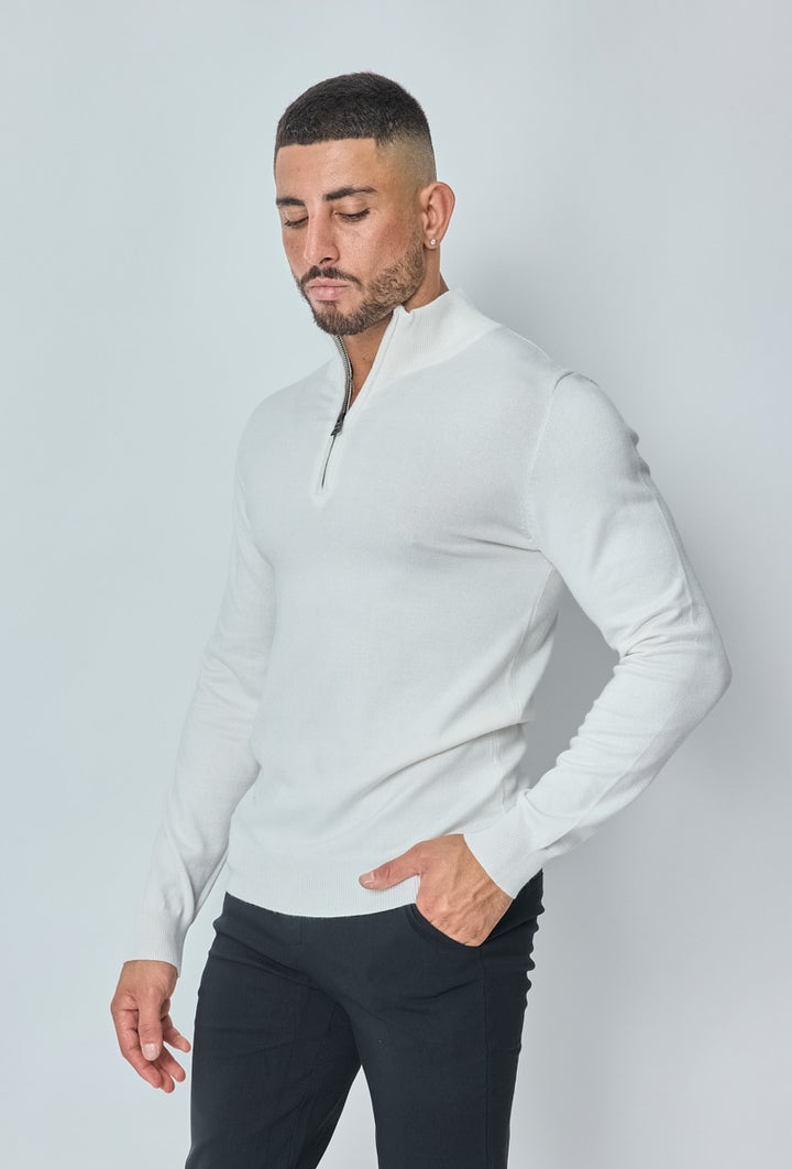 Luma Half Zip Sweater - White