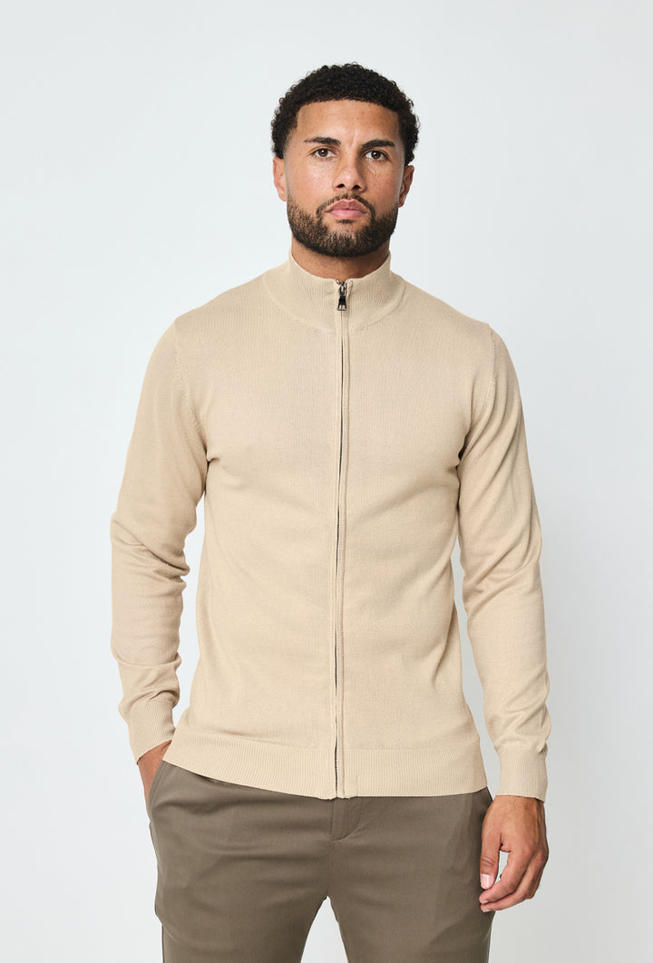 Luma Pullover mit durchgehendem Reißverschluss – Beige 