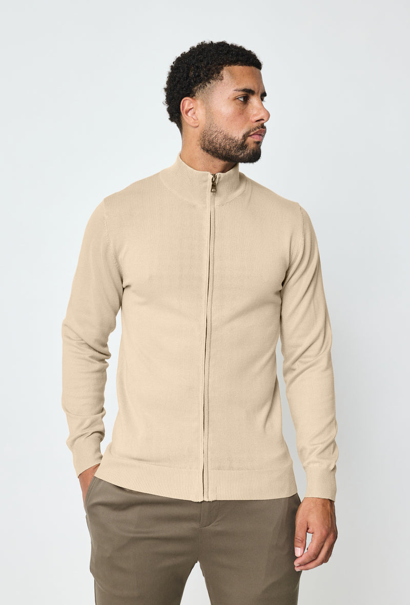 Luma Pullover mit durchgehendem Reißverschluss – Beige 