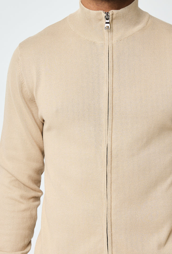 Luma Pullover mit durchgehendem Reißverschluss – Beige 