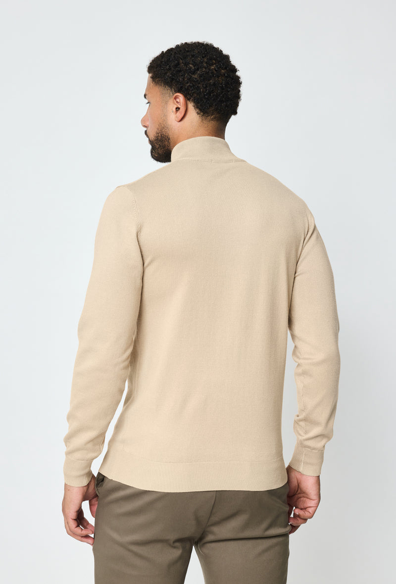 Luma Pullover mit durchgehendem Reißverschluss – Beige 