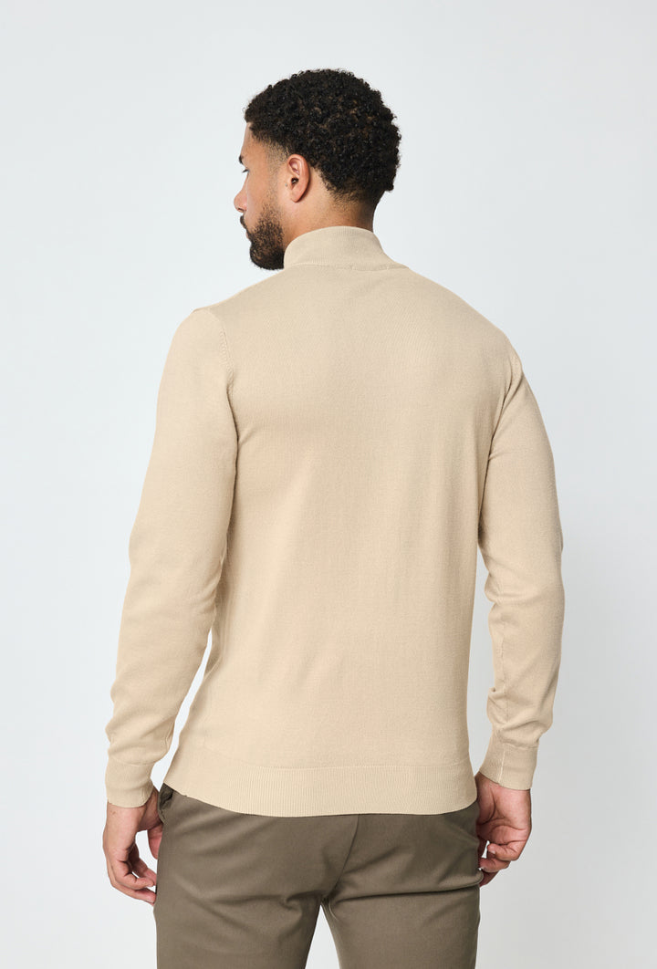 Luma Pullover mit durchgehendem Reißverschluss – Beige 