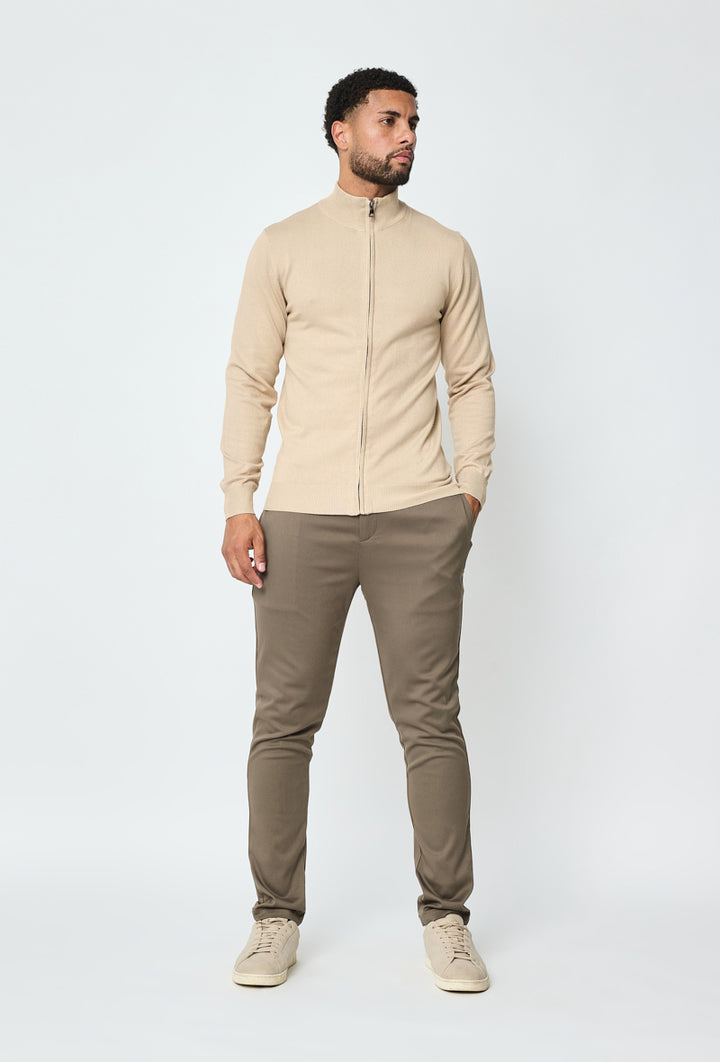 Luma Pullover mit durchgehendem Reißverschluss – Beige 