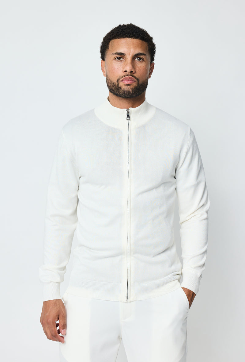 Luma Full Zip Sweater - White