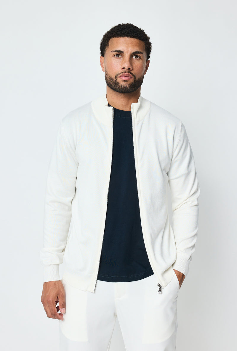 Luma Full Zip Sweater - White