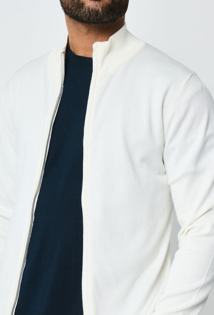 Luma Full Zip Sweater - White