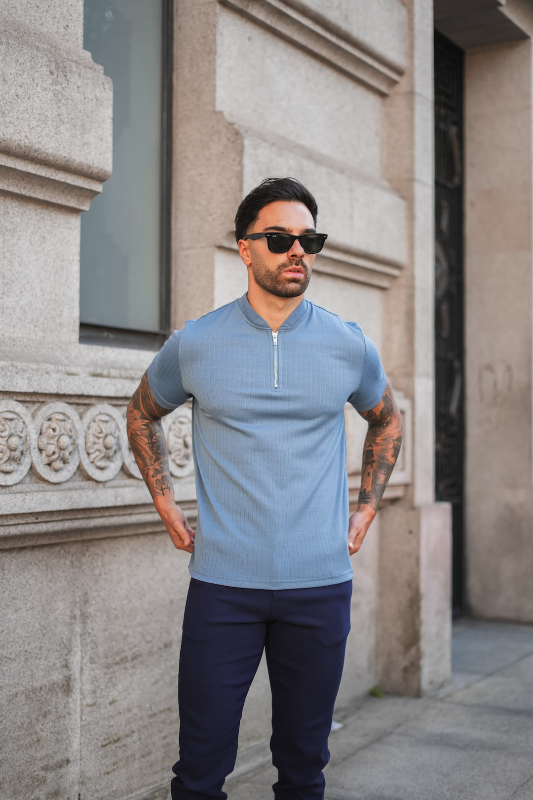 Enza Zipped Polo - Blue