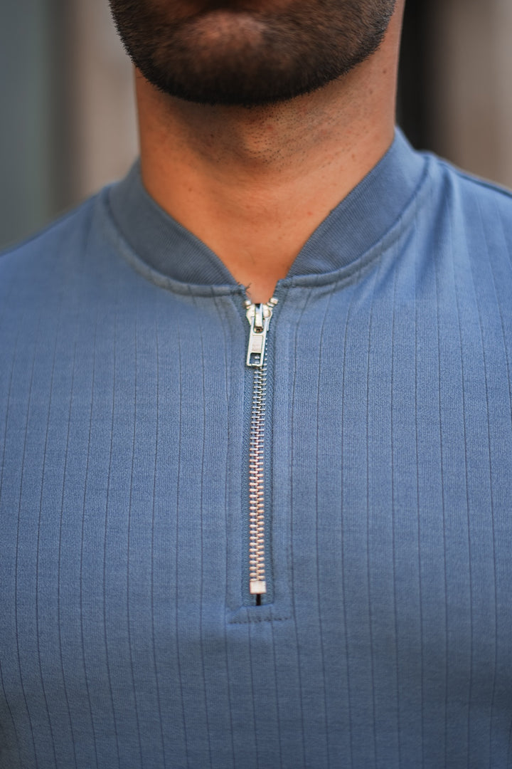 Enza Zipped Polo - Blue