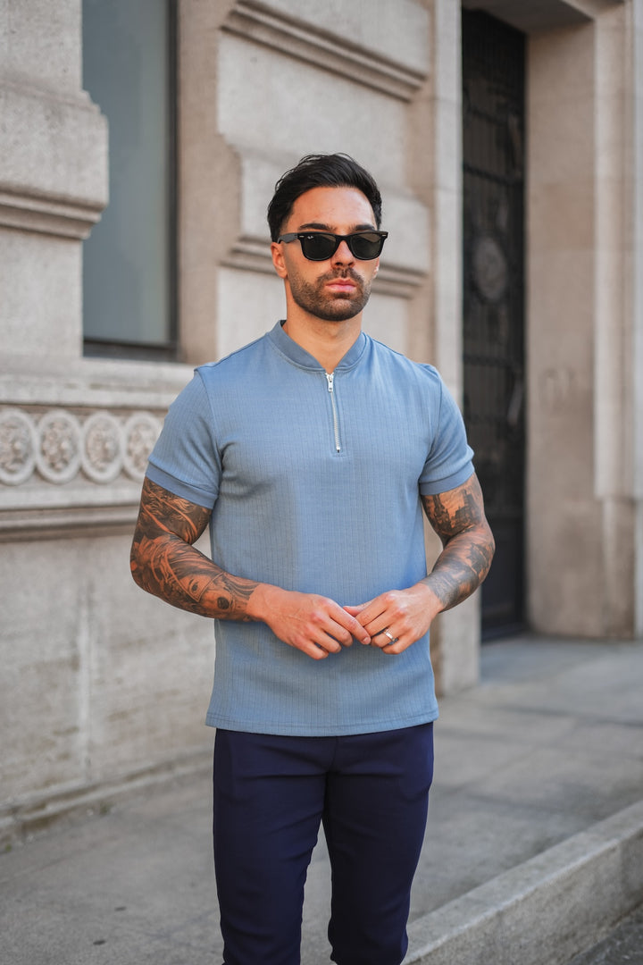 Enza Zipped Polo - Blue