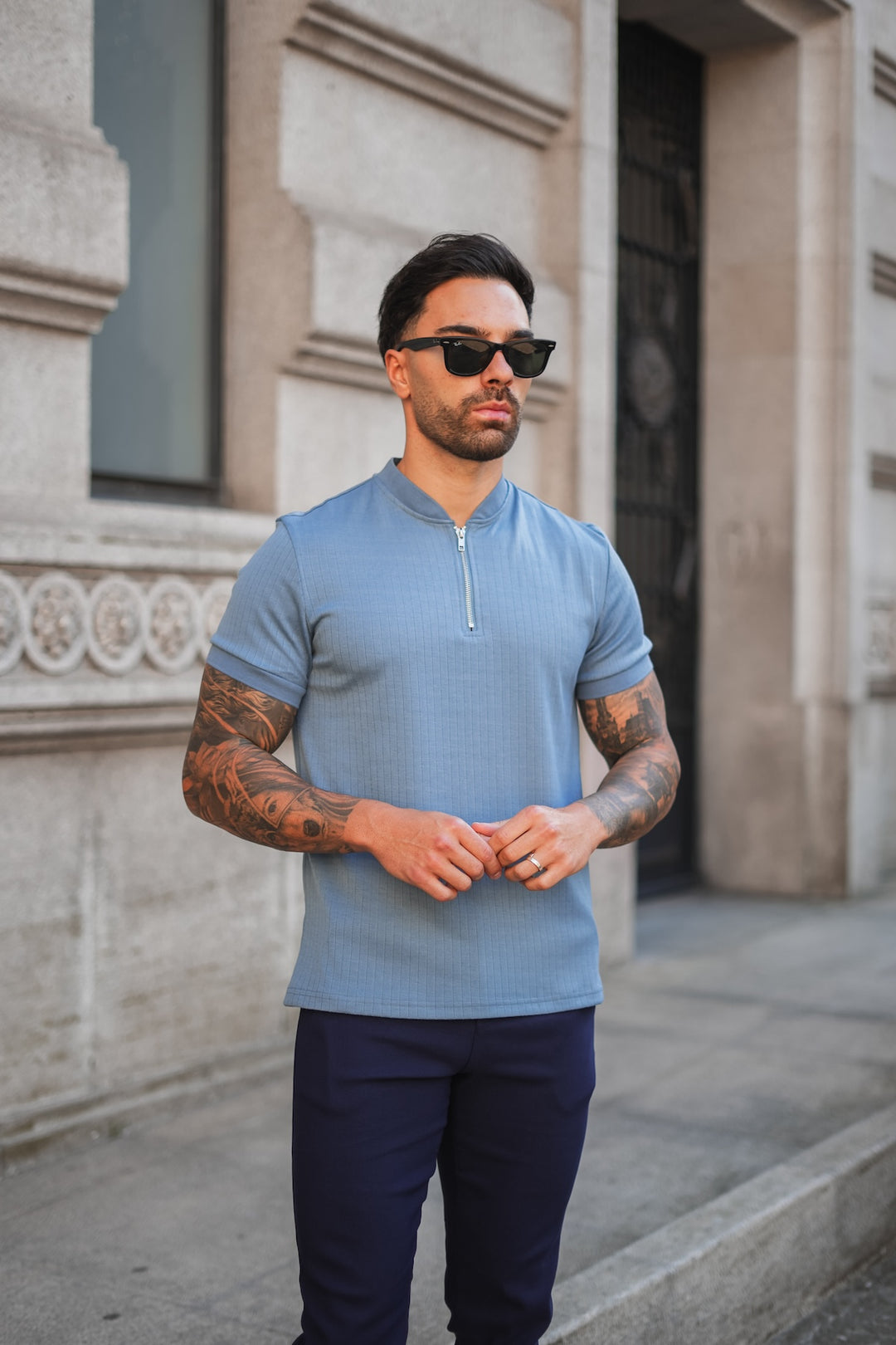 Enza Zipped Polo - Blue