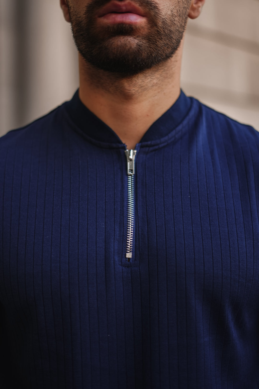 Enza Zipped Polo - Dark Blue